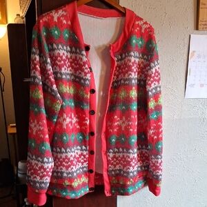 Festive Red and Green Cardigan